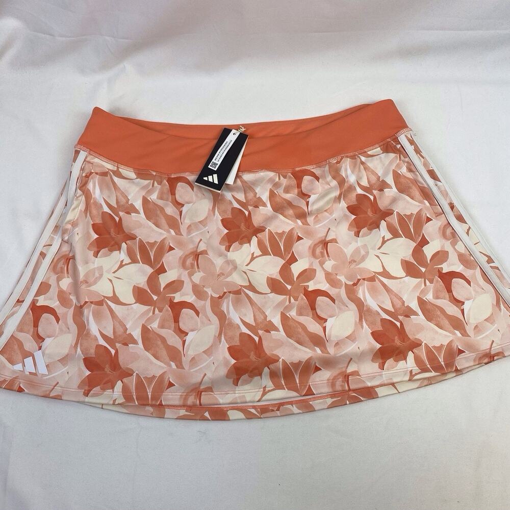 NWT Adidas Pink Coral Fusion Floral Lined Athletic/Golf Skort Pockets Size XL